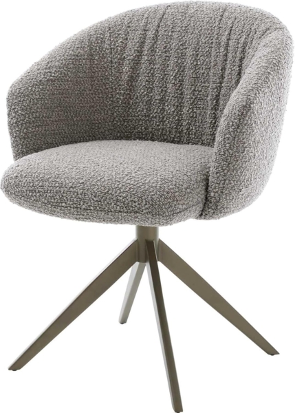 Drehstuhl Caja-Flex mit Armlehnen Bouclé Silbergrau Kreuzgestell breit Effektfinish Titan 360° drehbar Wippfunktion Taschenfederkern