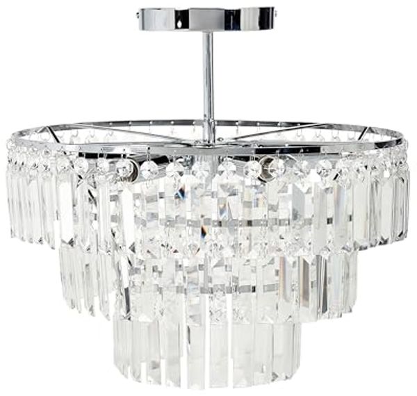 'Ameneiro' Kronleuchter 6-flammig, Metall transparent silber Kristall-Optik, 45 x 45 x 42 cm