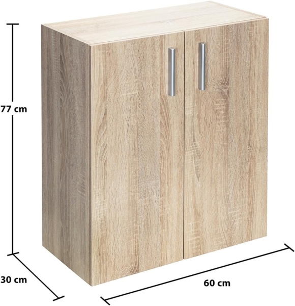 Casaria Bücherregal Vela, mit Türen Eiche Holz 2 Fächer 77 x 60 x 30 cm Kinder Standregal Büroregal Bild 3