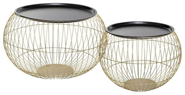 Well Home 2er Set glamouröse Beistelltische aus Metall in Gold und Schwarz