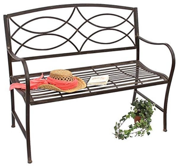 DanDiBo Gartenbank Metall Braun Wetterfest 109 cm Sitzbank 111185 2-Sitzer Bank Eisenbank Baumbank Parkbank