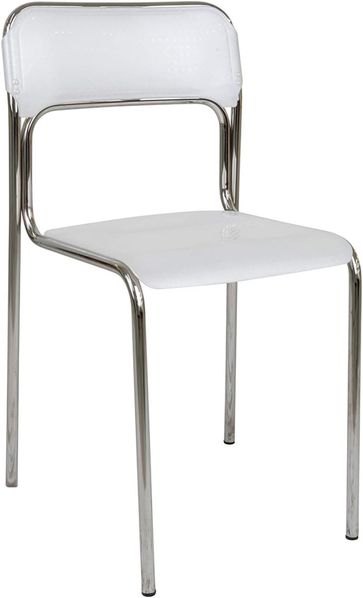 Dmora Moderner Stuhl aus Metall und Polypropylen, für Esszimmer, Küche oder Wohnzimmer, 43x45h81 cm, Sitzhöhe 48 cm, Farbe Weiß