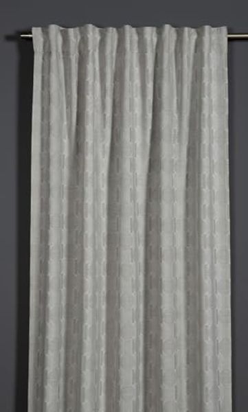 Sehlbach Fertigschal mit Gardinenband Jacquard Kreise 135 x 245 cm beige