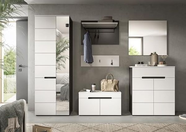 Garderoben-Set >Canu< in Basalt Grau / Weiß - 255x190x37cm (BxHxT)