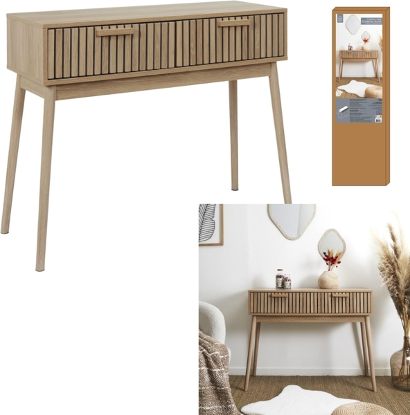 HOME DECO FACTORY Klaus Konsolentisch, Eingangsbereich, Wohnzimmer, Holzwerkstoff, braun, 100 x 80 x 35 Bild 9