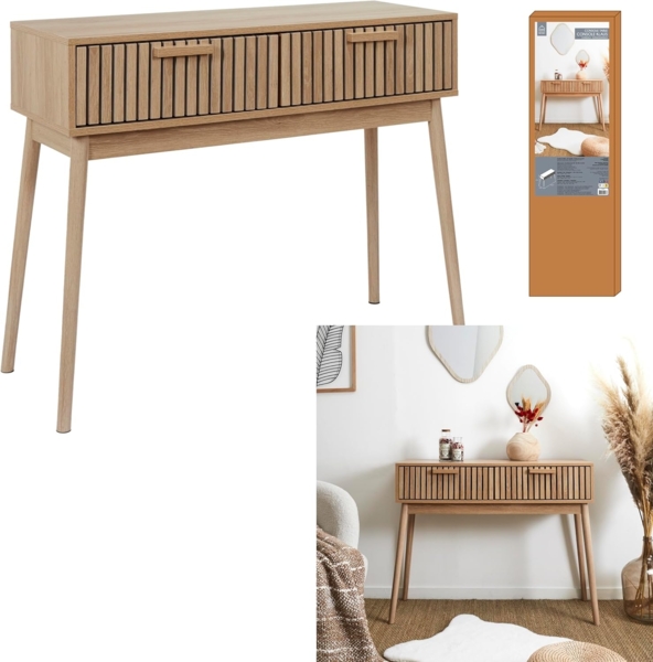 HOME DECO FACTORY Klaus Konsolentisch, Eingangsbereich, Wohnzimmer, Holzwerkstoff, braun, 100 x 80 x 35 Bild 5