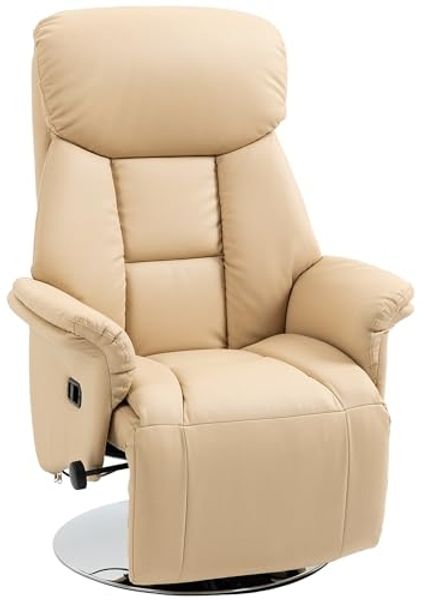 HOMCOM Relaxsessel mit manuell verstellbarer Rückenlehne (Liegesessel, 1-St, TV-Sessel), 360° Drehfunktion, Beige