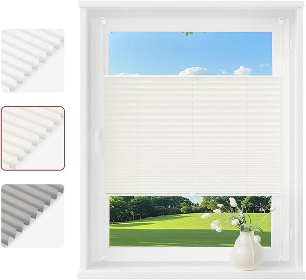 Woltu Plissee, Rolle mit Klemmfix in Crushed Optik creme