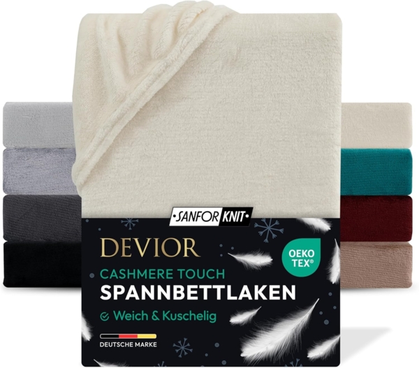 Devior Spannbettlaken Spannbetttuch Cashmere Touch Bettlaken Flausch Warm, Nicki, Gummizug: Rundumgummizug, Matratzen Bezug bis 22cm Matratzenhöhe Kuschelig Flauschig