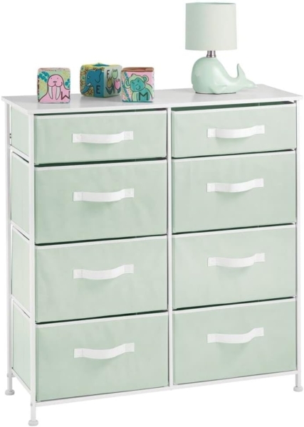 Kommode mit 8 Schubladen Schubladenschrank Kleiderkommode mDesign mintgrün/weiß