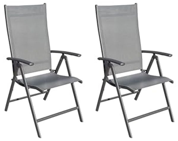 GARVIO Klappsessel, Sitz und Rücken Textilen Anthrazit Gestell Alu Anthrazit (max. 110KG )