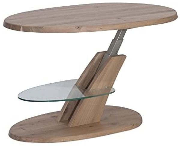 Funktionstisch Carlynn höhenverstellbar 100 x 65 x 48-65 Couchtisch Massivholz Wildeiche Bianco 16099