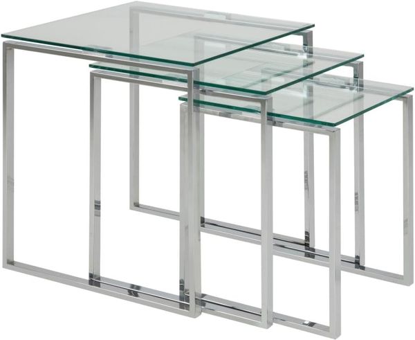Satztische, Beistelltische im 3er-Set KATRINE, Glas/Chrom, ca. 50 cm