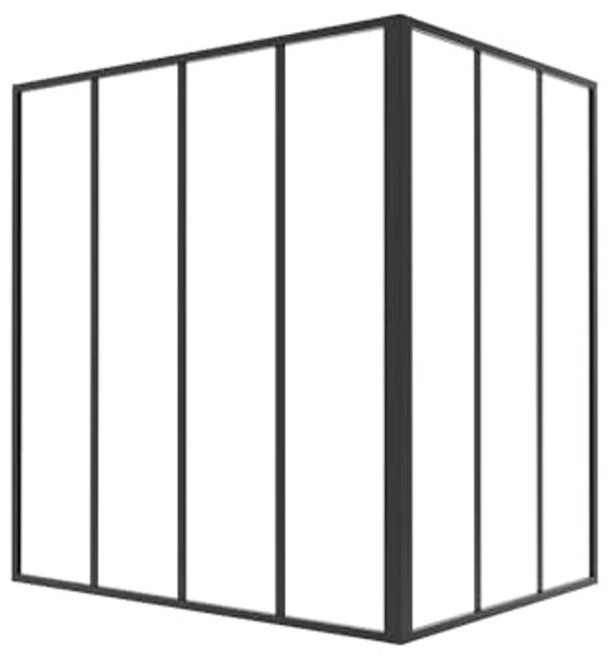 Vente-unique - BAYVIEW Innenglaswand MetallGlas Schwarz - B 90 cm x H 130 cm x L 120 cm