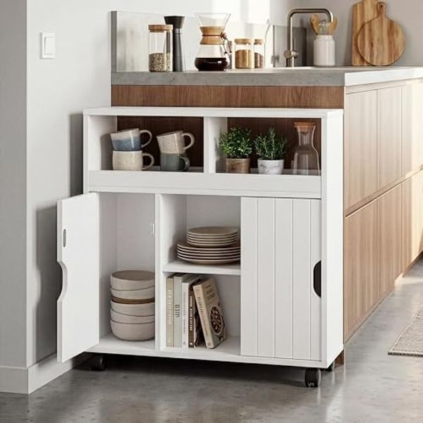Beistellschrank auf Rollen Fadeskimma 72x70x20 cm Weiß [en. casa]