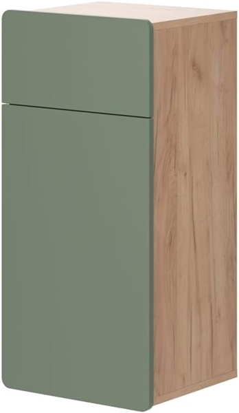 Midischrank Izan Grün/Goldkraft Eiche 36.6 x 76.6 cm mit Schublade und Tür Vicco