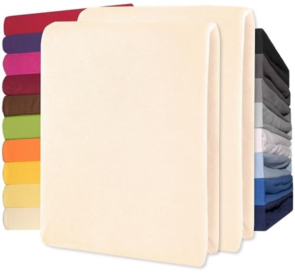CelinaTex Jersey Topper Spannbettlaken Lucina 180x200-200x200 cm Natur beige 100% Baumwolle gekämmt bis 12cm Matratzenhöhe Oeko-TEX