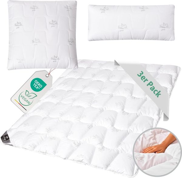 SEI Design Microfaserbettdecke Bett-Set Bettdecke 135x200 + Kopfkissen 80x80 + Kissen 40x80, Füllung: daunenähnliches Gefühl, Bett-Set 3-Tlg.: Bettdecke 135x200 + Kopfkissen 40x80 + Kissen 80x80