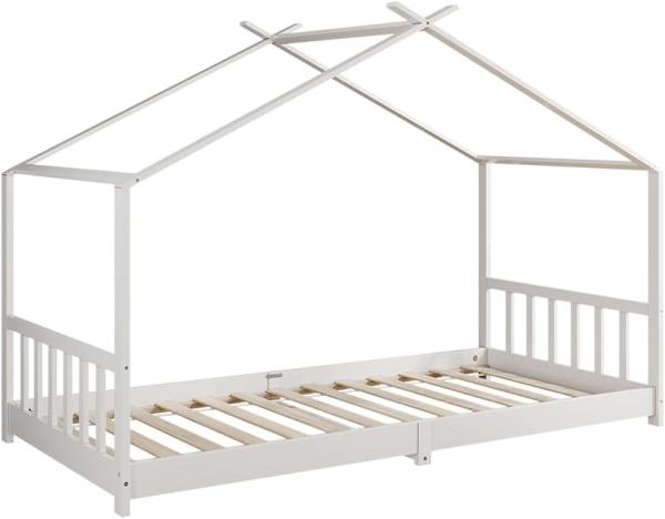 Vicco Kinderbett Bettenhaus Einzelbett Fredericke Weiß 200 x 90 cm modern Kinderzimmer Bett Lattenrost Rausfallschutz