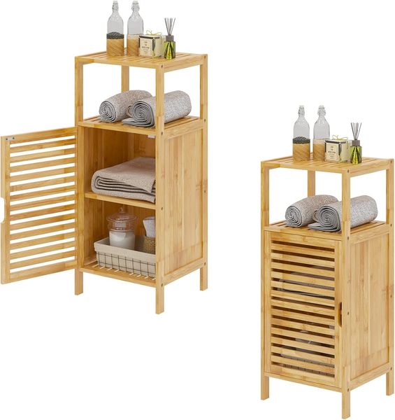 SogesHome Buffets Bambus Beistellschrank Konsole Badezimmerschrank Aufbewahrungsschrank Schrank für Küche Wohnzimmer Badezimmer Hoch- & Midischränke Unterschränke fürs Bad