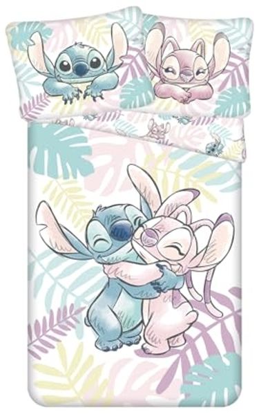Lilo & Stitch Baumwoll-Bettwäsche 140x200 cm Deckenbezug + 70x90 cm Kissenbezug mit Reißverschluss