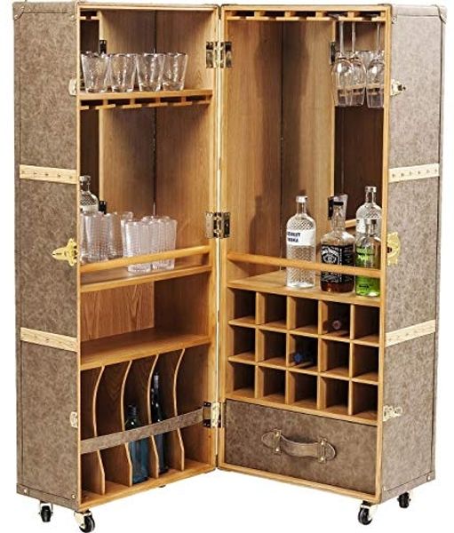 Kare Design Schrankkoffer Bar West Coast, Hausbar, Kofferbar rollbar, 154 x 60 x 60 cm (H/B/T)