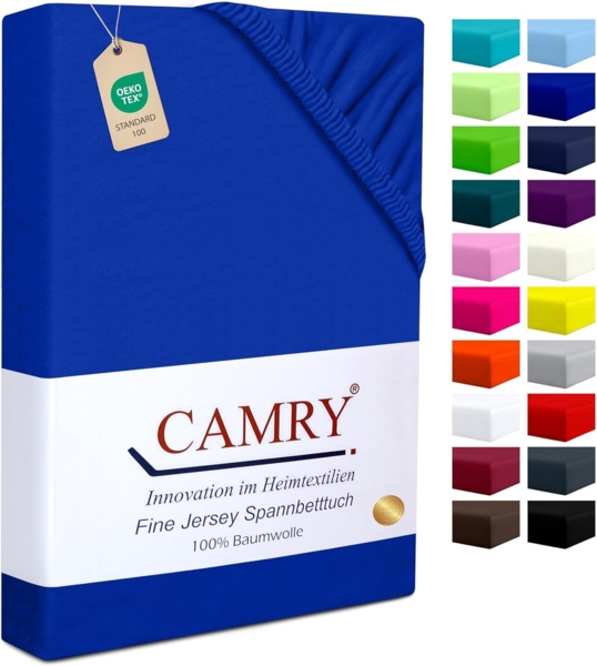 Camry Spannbettlaken CLASSIC, Jersey Baumwolle, Gummizug: rundum, viele Farben, alle Matratzenhöhen, Bettlaken, Spannbetttuch