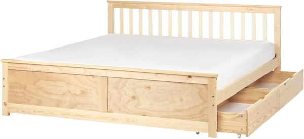 Bett mit Schubladen OLENDON 180x200 cm Holz Heller Holzfarbton