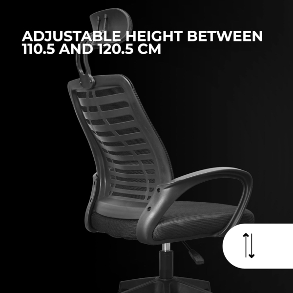 Mars Gaming MGC-ERGOB, Ergonomischer Gaming-Stuhl, Atmungsaktive Netz-Sitzfläche und Rückenlehne, Verstellbare Kopfstütze, Höhenverstellbar 110.5 und 120.5cm, Wippsystem von 3° bis 18°, Schwarz Bild 2