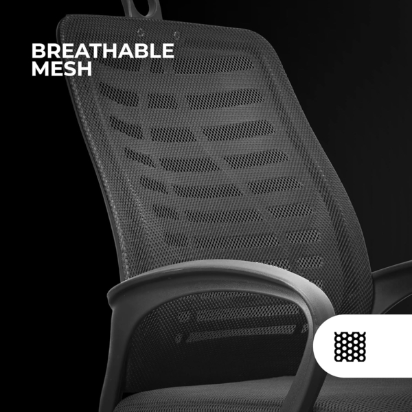 Mars Gaming MGC-ERGOB, Ergonomischer Gaming-Stuhl, Atmungsaktive Netz-Sitzfläche und Rückenlehne, Verstellbare Kopfstütze, Höhenverstellbar 110.5 und 120.5cm, Wippsystem von 3° bis 18°, Schwarz Bild 4