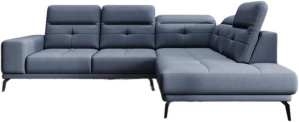 Designer Sofa Isabella mit verstellbarer Kopf- und Rückenlehne Stoff Blau Rechts