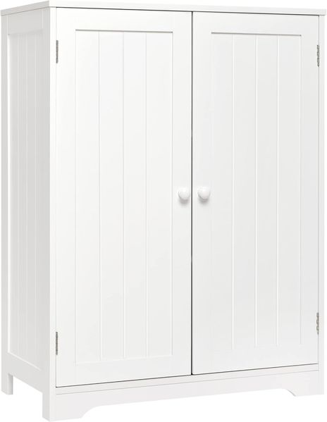 Meerveil Badezimmerschrank, Badschrank Sideboard Modern mit Doppeltür und Verstellbare Ablage MDF Gemalt Holz Weiß 60 x 30 x 80 cm (B x T x H)