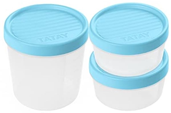 Tatay Satz von 3 Frischhaltedosen (1x1,3 l, 1x0,5 l, 1x0,2 l), Schraubdeckel, BPA frei, Geeignet Mikrowelle und Spülmaschine, Blau.