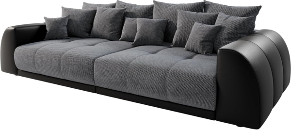 Delife 'Violetta' Big-Sofa, Mirkofaserstoff, 310 x 135 x 62 cm, Schwarz, ohne Hocker