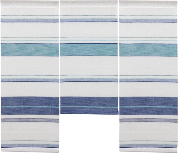 Clever-Kauf-24 Scheibengardine Design Mini Flächenvorhang Set weiß bestickt Kaffee 4057-01 (3 St), Stangendurchzug, transparent, bestickt