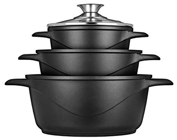 Smile MGK-18 Schwarz Aluminium Keramik Gas Halogen Induktion Versiegelte Platte Schwarz Glas 3 Stück(e)