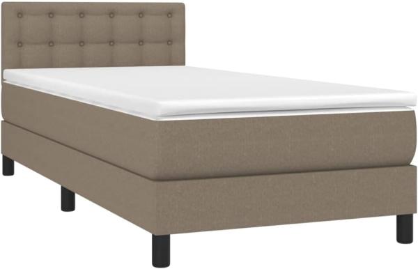 vidaXL Boxspringbett mit Matratze & LED Taupe 90x200 cm Stoff 3133449