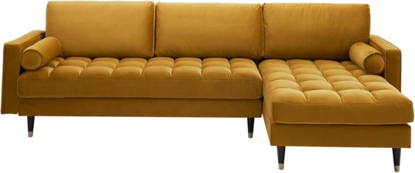 riess-ambiente Ecksofa COZY VELVET 260cm senfgelb / schwarz gold, Einzelartikel 1 Teile, Wohnzimmer · Samt · L-Form · Federkern · Couch inkl. Kissen · Barock