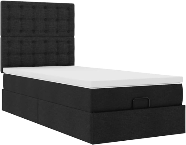 Ottoman-Bett mit Matratze Schwarz 80x200 cm Stoff 3313280