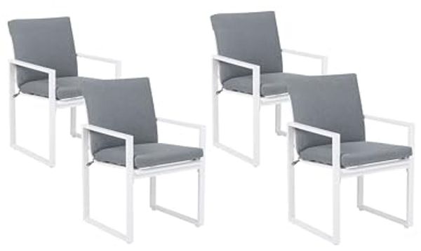 Set mit 4 Stühlen und Sitzkissen PANCOLE Stoff Grau