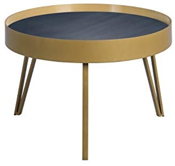 M2 Kollektion Tom 2 Couchtisch/Sofatisch, Metall, schwarz, gold, Durchmesser=60, Höhe=41cm