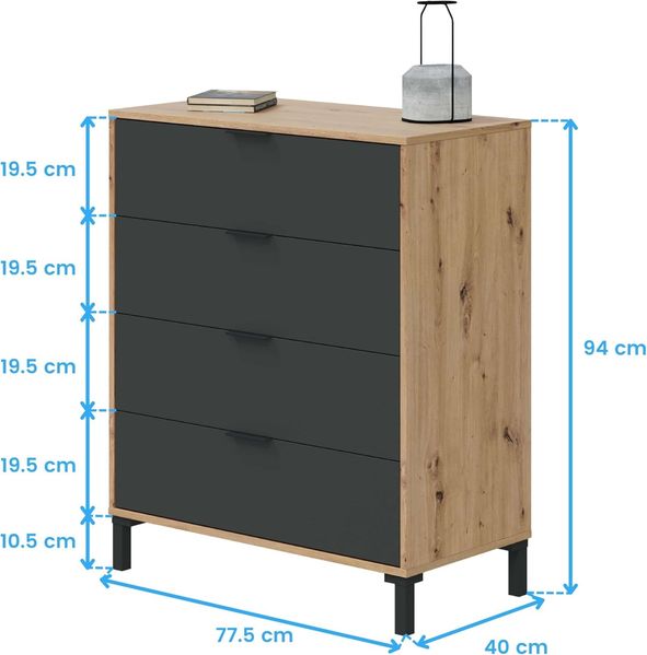 Habitdesign Kommode, Melamin Holz Aluminium, Mediano Bild 7