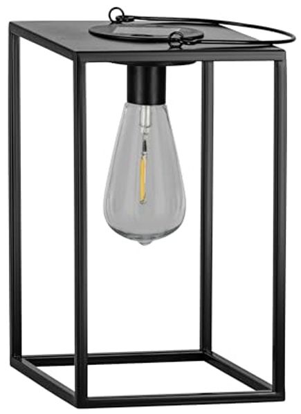 Eglo 48946 LED Solarleuchte/Laterne Z_SOLAR Stahl schwarz 2X0,06W L:16cm B:16cm H:26cm 3000K mit Schalter ein/aus
