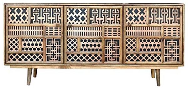 riess-ambiente Sideboard MARRAKESCH 160cm natur / schwarz (Einzelartikel, 1 St), Wohnzimmer · Massivholz · Mango · Kommode · Boho Stil