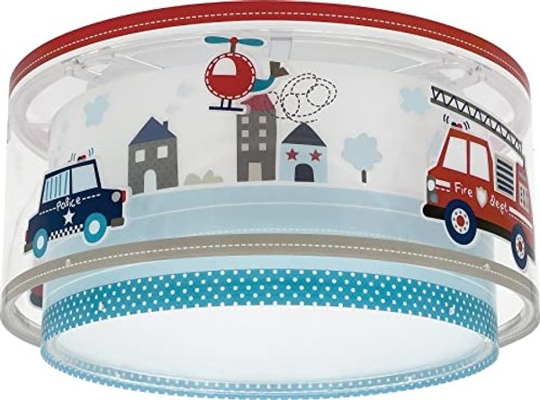 Dalber Deckenlampe kinderzimmer, Deckenleuchte für Kinder Polizei Autos Police, 60616N, E27, Blau
