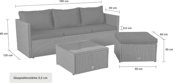 LC Garden Eckbankgruppe »Loungino« Gartenset Lounge mit Tisch + Hocker Gartenlounge Balkonset Bild 3