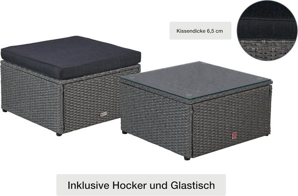 LC Garden Eckbankgruppe »Loungino« Gartenset Lounge mit Tisch + Hocker Gartenlounge Balkonset Bild 6