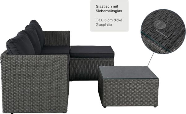 LC Garden Eckbankgruppe »Loungino« Gartenset Lounge mit Tisch + Hocker Gartenlounge Balkonset Bild 5