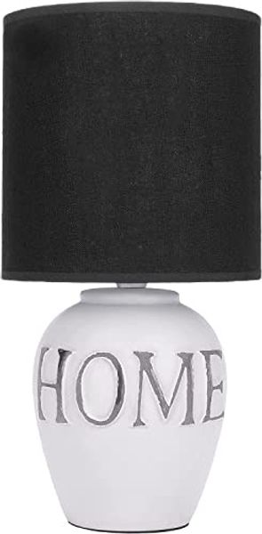 BRUBAKER Nachttischlampe Home Tischlampe, Heimat Deko Nachttischlampen 1x oder 2er Set, ohne Leuchtmittel, Tischleuchten mit Keramikfuß und Stoffschirm - Höhe 32,5 cm - zu Hause