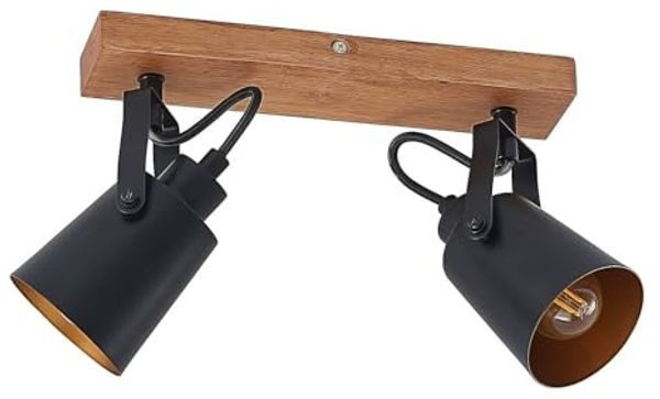 Lindby Deckenstrahler Kimban, LED, Holz IP20, 2 x 10 W LED